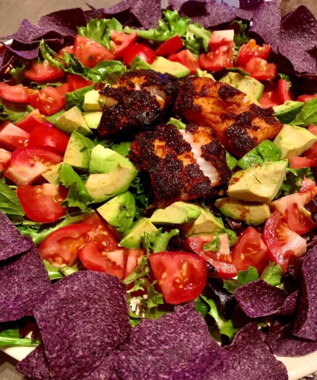 Smoky BBQ Blackened Fish Taco Salad